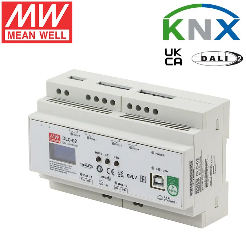 Mean Well Dlc02kn Knx Bus Power Supply With Dali Controller For Smart