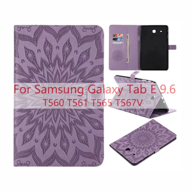 Чехол для Samsung Galaxy Tab E 9,6 T560 T561 T565 T567 T567V тиснение из искусственной кожи Мягкий чехол для задней крышки из раскладная откидная крышка устойчивый планшетный чехол