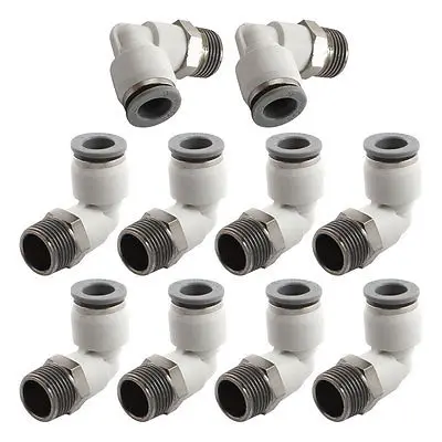 

10Pcs 3/8 PT Male to 10mm OD Tube L Type Air Quick Release Connectors