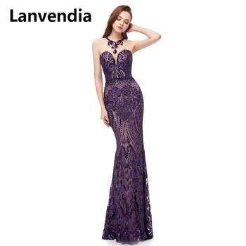 

Lanvendia Elegant Dubai Arab Evening Dress 2020 Shiny Sequined Long Prom Dress Robe De Soiree Plus Size arabic dress