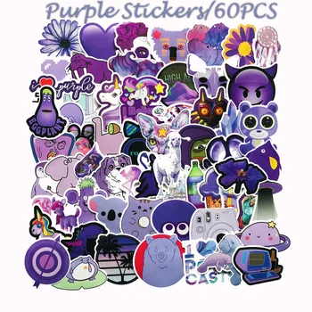 

60pcs Purple Stickers For Suitcase Satchel Schoolbag Book Bag Pencil Box Folder Phone Laptop Travel Luggage Cool Decals