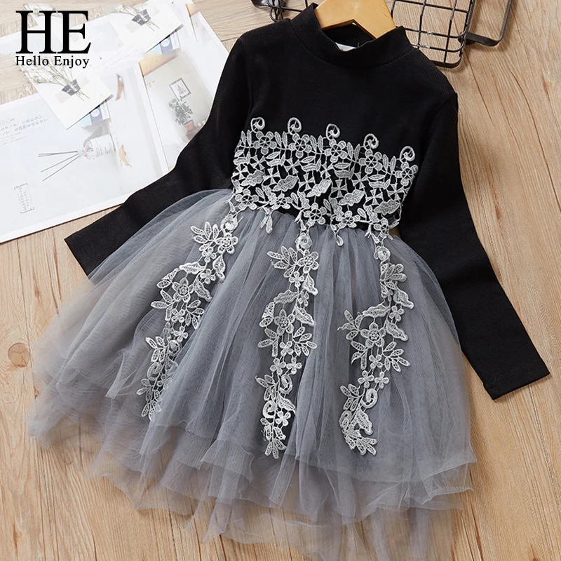 Платье для девочек HE Hello Enjoy 2019 Детские Платья с цветочным рисунком одежда