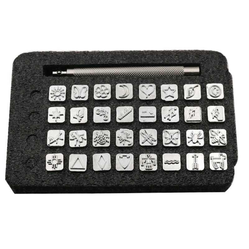 

Diy Leather Tool 33Pcs Set Leather Carved Leather Print Rush Indian Style Pattern Print Rush