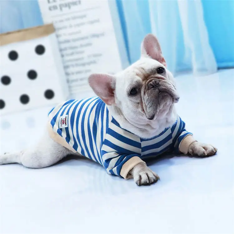 Хлопковый полосатый свитер для собак, двухногая зимняя одежда для собак, сохраняющая тепло, французский бульдог, женская одежда для собак для чихуахуа, товары для домашних животных