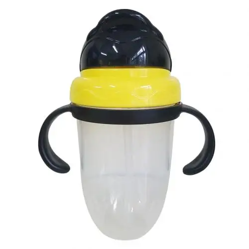 Black Yellow 250 мл детская чашка с трубочкой герметичная Питьевая модная бутылка соломенная детская бутылка детская обучающая кружка с ручками Детская школьная Питьевая - Color: Black Yellow