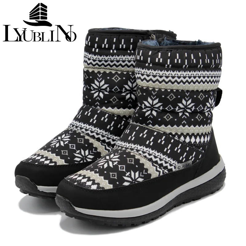 

LYUBLINO Fashion Women Non-slip Snow Boots 2020 Plus Cotton Warm Winter Boots Women Print Shoes Outdoor Casual Student Shoes