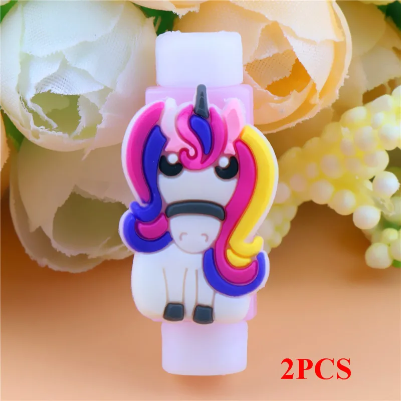 2Pcs Funny My Little Pony Cartoon Cable Protector For iPhone USB Charging Cable Cute Data Line Cord Protector Cable Winder Cover - Цвет: E