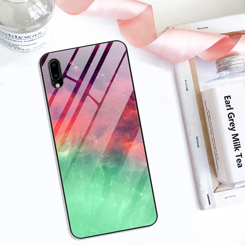ДЛЯ Vivo Y91C чехол Модный стеклянный жесткий чехол для телефона для Vivo Y91i Y 91i Vivo91i Y 91C Мягкий ТПУ бампер на Vivo Y91C Coque