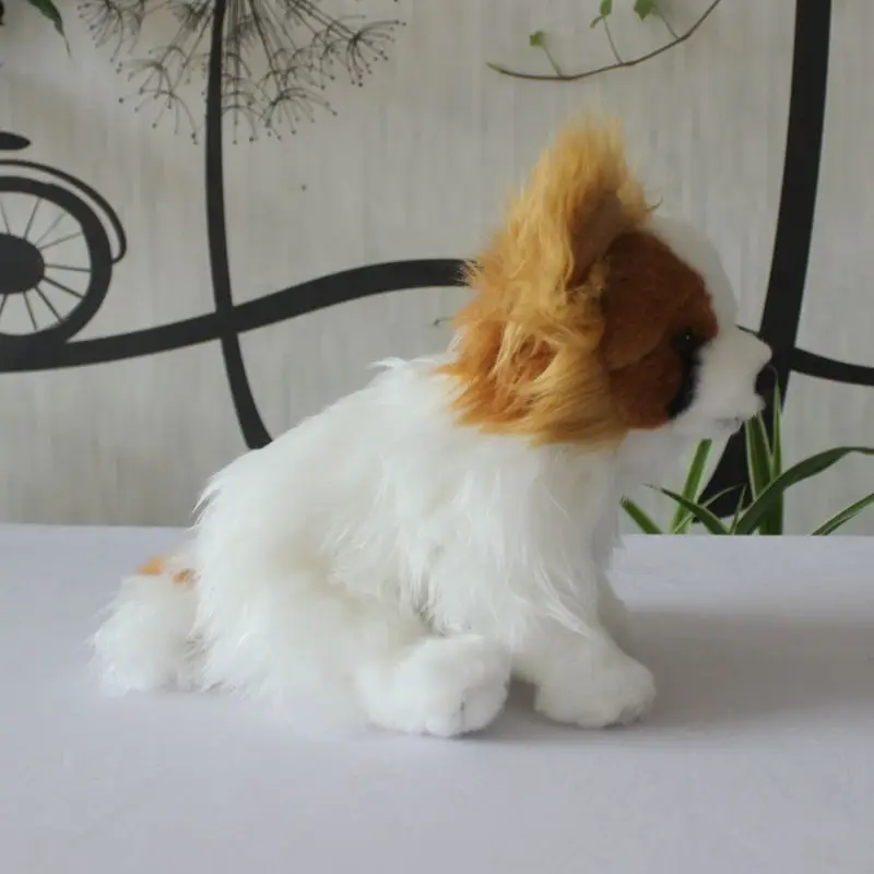 black and white papillon stuffed animal