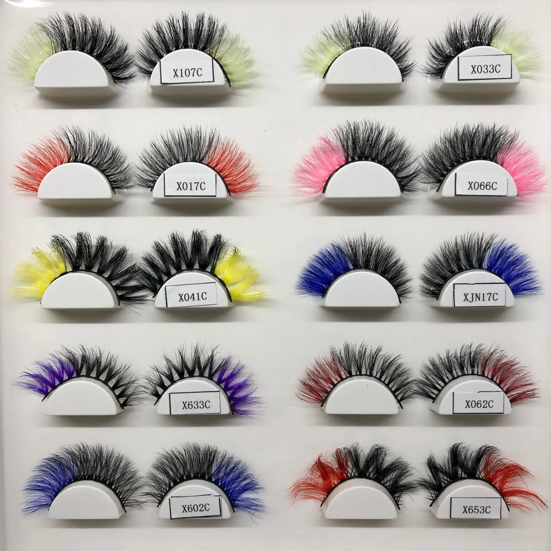 

Silk Lace Colored Eyelashes 3D 5D Dramatic Rainbow Eye Lashes Makeup Beauty Purple Cilias 25mm long siberian lash