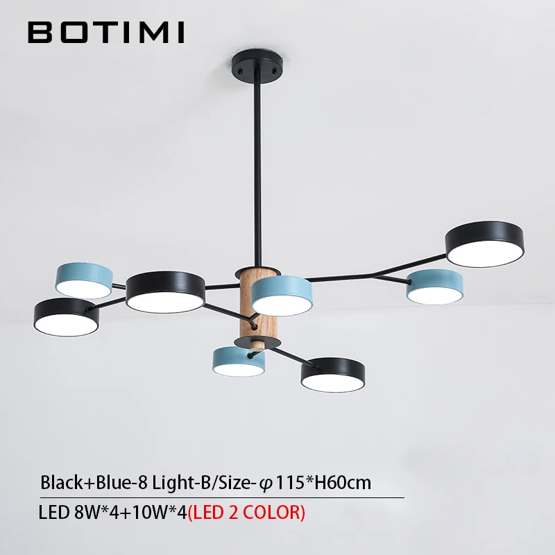 BK-BU 8 Lights-B BOTIMI Арт Деко синий черный Печатный Железный светодиодный Люстра для гостиной современный металлический светильник для спальни - Цвет абажура: BK-BU 8 Lights-B