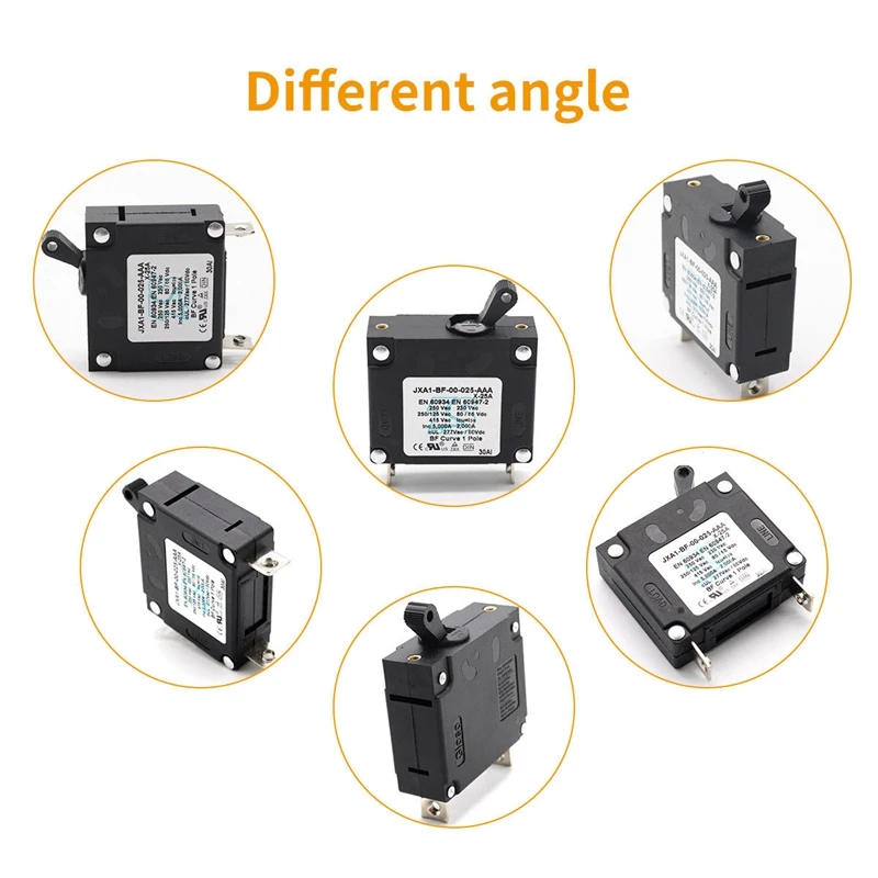 Black Toggle Reset Circuit Breaker Magnetic Switch Ac/Dc Current Overload Protector Rear Mounting With M3 Screws