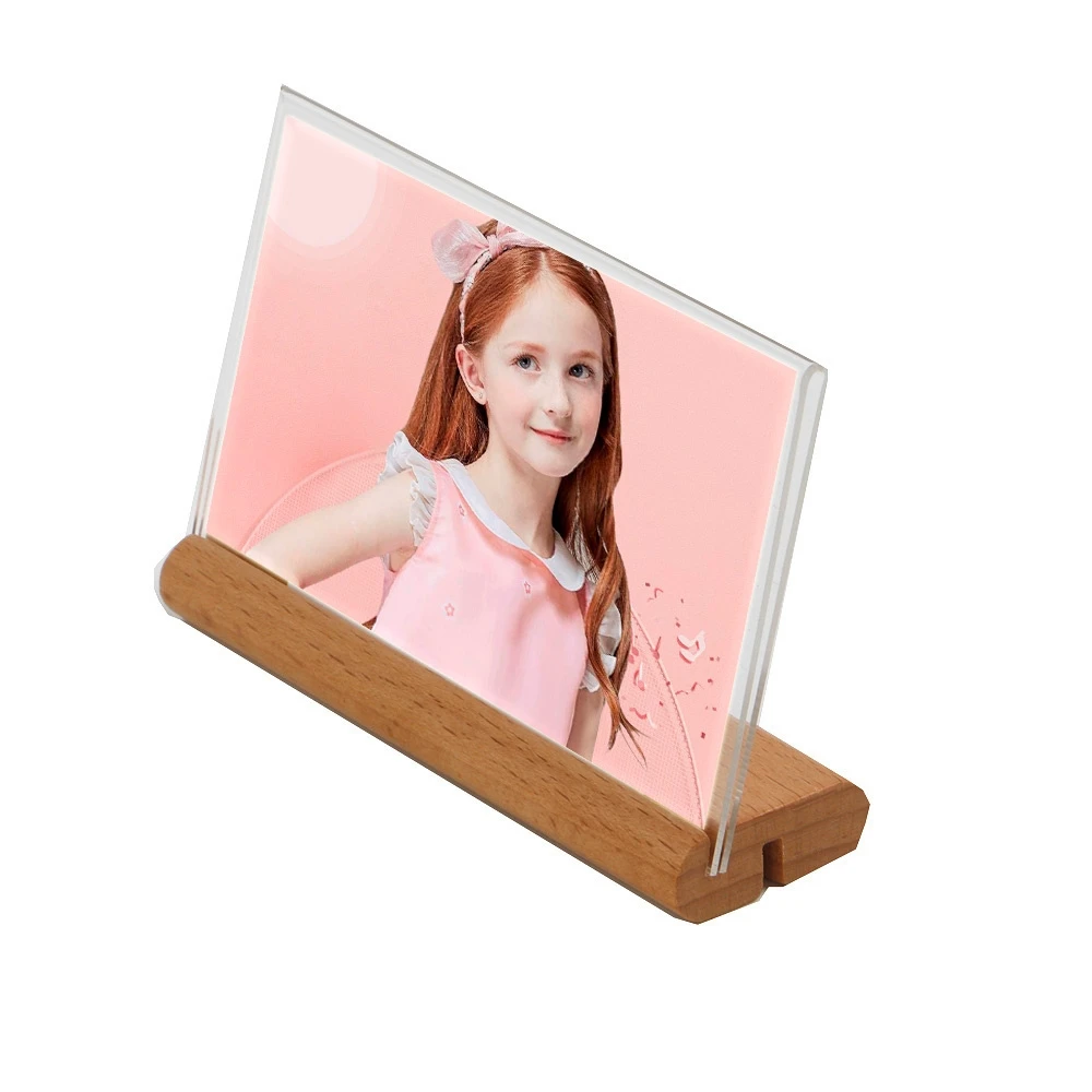 100x70mm Base Acrylic Sign Various Sizes Table Wood Clip Photo Holder Stand