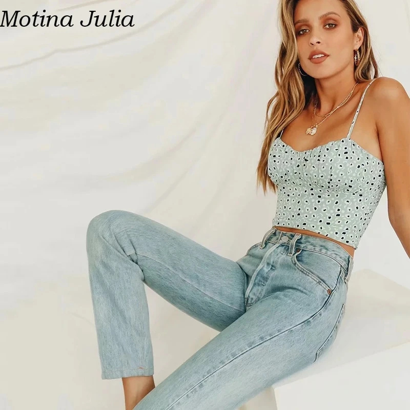 Motina Julia, с рюшами, сексуальные, цветочный принт, Короткие Топики, женские, летние, на бретелях, элегантные, майка, женская, повседневная, крутая, шифон, топики