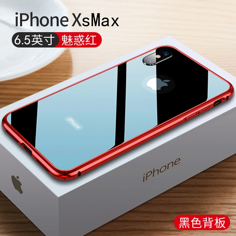 Red and Black Для Apple iPhone XS Max ультра тонкий металлический алюминиевый бампер рамка чехол для iPhone XR XS X стеклянный задний Чехол - Цвет: Red and Black