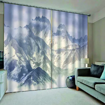 

Snow Mountain Curtain for Bedroom for Living Room Digital Print Curtains Bedroom Decor Draps (left and right Side)