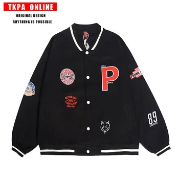 

TKPA Origional Popular Brand Harajuku Retro Baseball Uniform MA1 Pilots Jacket Men's Casual Loose Coat Couples