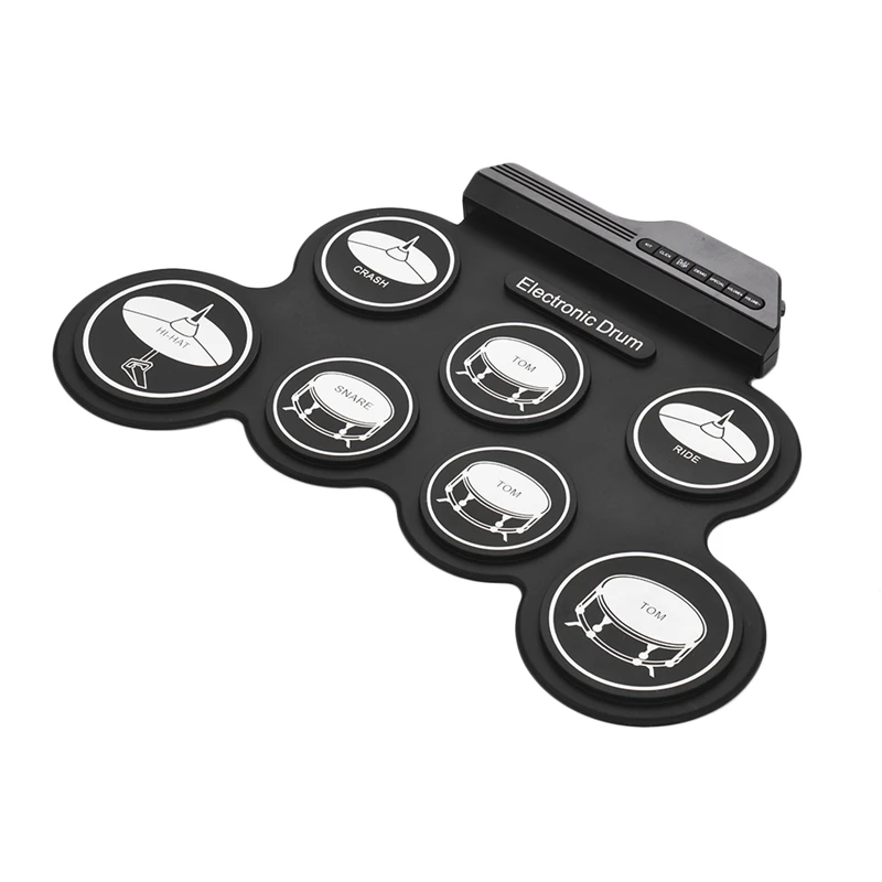  Tamaño compacto Usb Roll-Up Silicon Drum Set Digital Electronic Drum Kit 7 almohadillas de tambor c