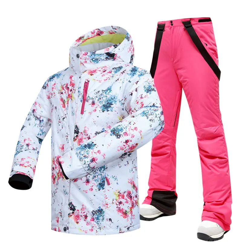 30 температурный лыжный костюм для женщин, брендовая зимняя ветрозащитная Водонепроницаемая теплая зимняя куртка и штаны, брендовая куртка для сноуборда - Цвет: CSPM PINK