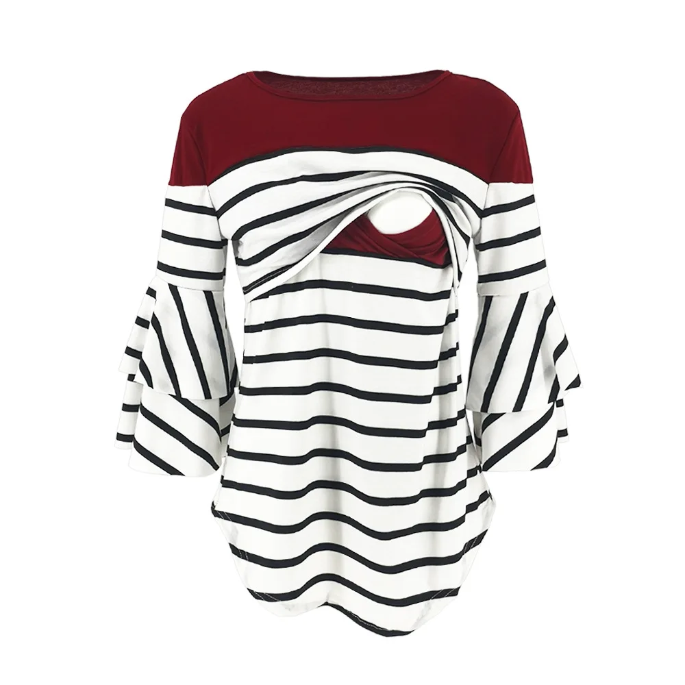 

Casual Womens Pregnant Maternity Clothes Nursing Tops Breastfeeding T-Shirt Pregnancy Maternity Breastfeeding Striped