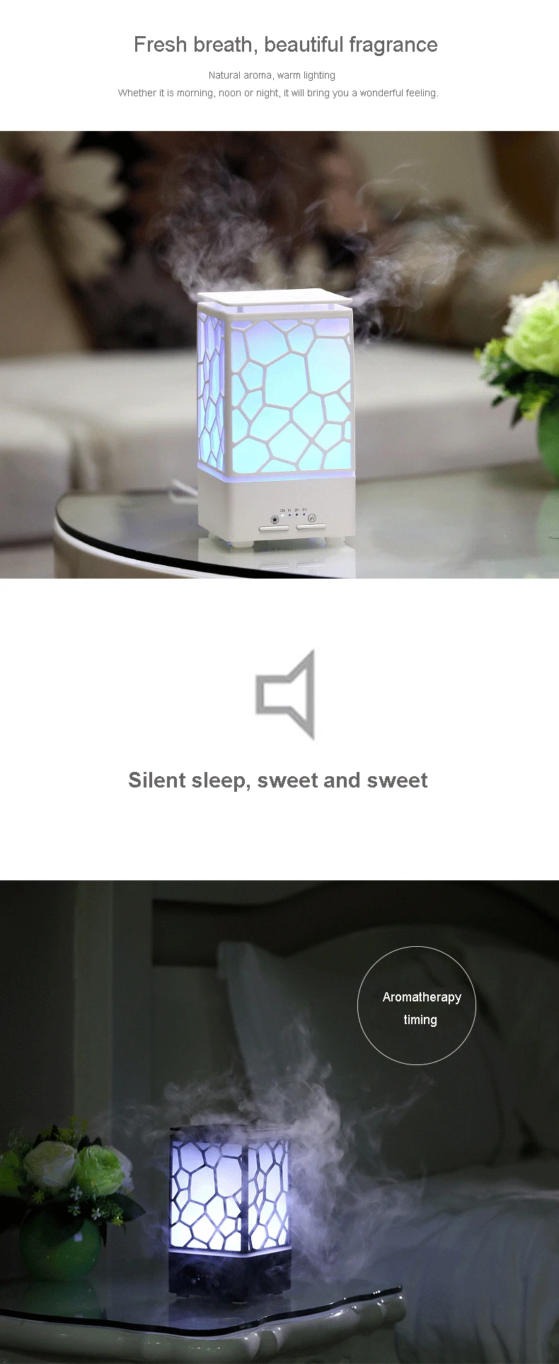 Air Humidifier Essential Oil Diffuser Humidifier Aromatherapy for Home with LED Night Light Timing Mist Maker