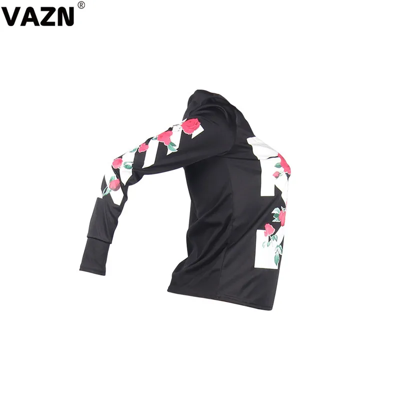 VAZN GMD1226 летний элегантный продукт для похудения черная футболка с принтом Футболка с длинным рукавом Ночной клуб футболка