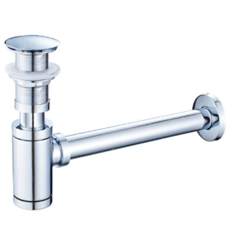 Bathroom Basin Bottle Trap Up Drain Stopper with Overflow Sink Kit Siphon Waste P-TRAP Chrome |