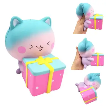 

Cartoon polyurethane material Cat Gift Box Slow Rising Kids Adult Squeeze Relieve Stress Toy comfortable touch toys gifts