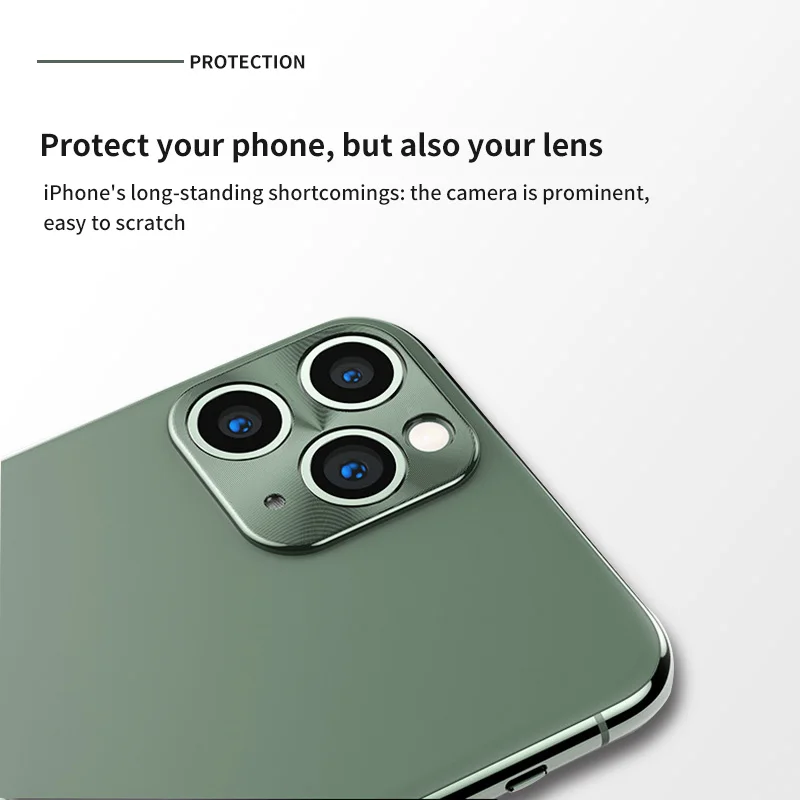 Clear And Ultrathin For Iphone 11/11 Pro/ 11Promax Green Metal Rear Camera Lens Case Cover Protector Protective Ring | Мобильные