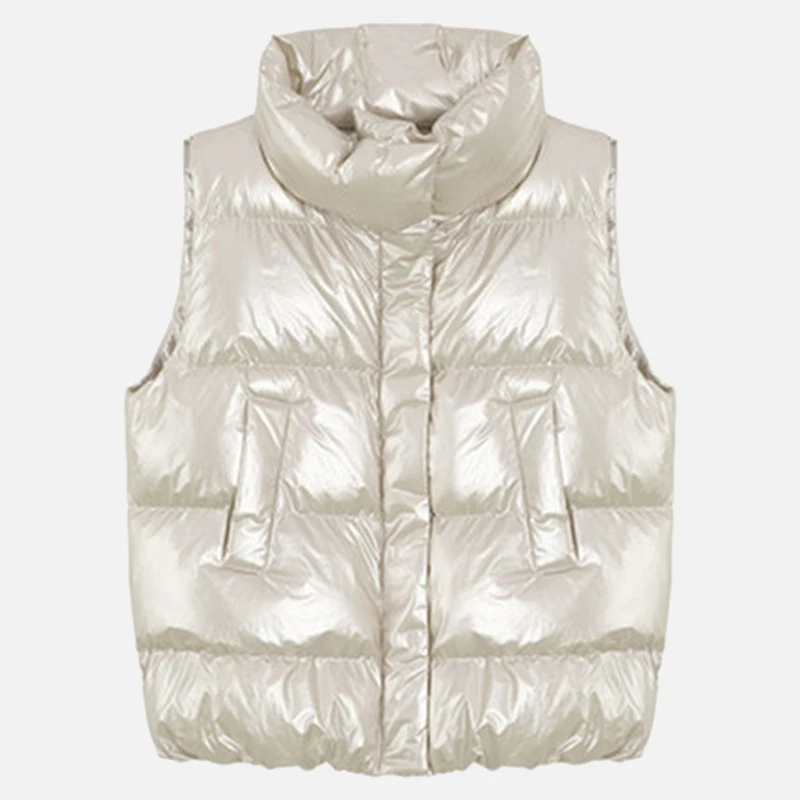 Apricot Vests Зимние утепленные женские жилеты со стоячим воротником, розовый женский жилет без рукавов с хлопковой подкладкой, модная теплая однотонная яркая женская одежда - Цвет: Apricot Vests