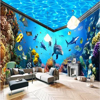 

milofi custom large wallpaper mural underwater world aquarium theme space bedroom living room bedroom background wall
