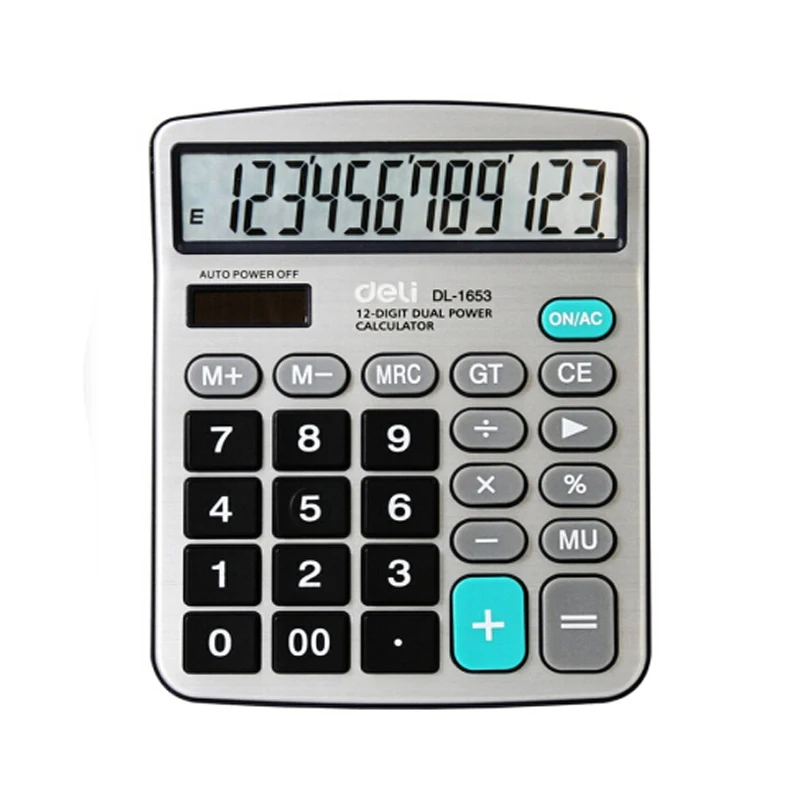 

Dual Power Widescreen Office Desktop Calculator Financial Computer Silver Calculadora Office School Supplies Gift Caneta