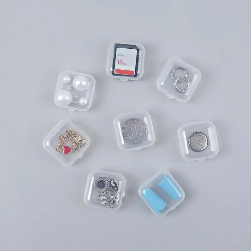 10Pcs Mini Plastic Storage Box Transparent Jewelry Storage Case Earrings Rings Finishing Boxes Small Items Storage Container