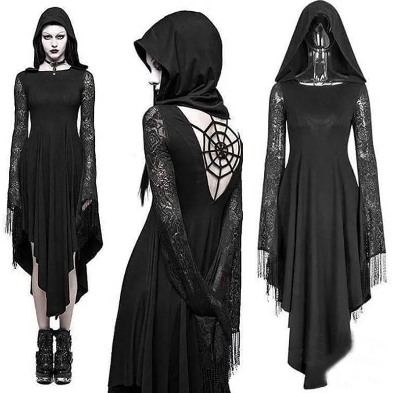 Halloween Adults Spider Web Hat and Cape Set Witch Fancy Dress Costume