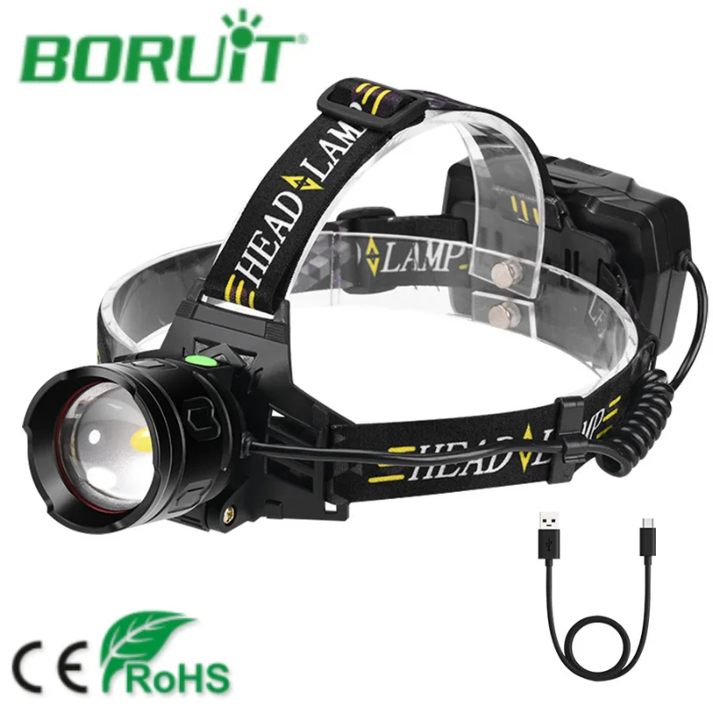 

BORUiT New Smart Sensor Headlamp Jogging 8000K Outdoor Adventure Hikking Fishing Searchlight 200m Distance Light Headlight