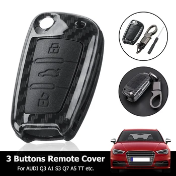 

Carbon Fiber Color 3 Buttons Remote Smart Key Cover Fob For Audi A3 A4 A5 TT remote key shell cover silicone pad etc