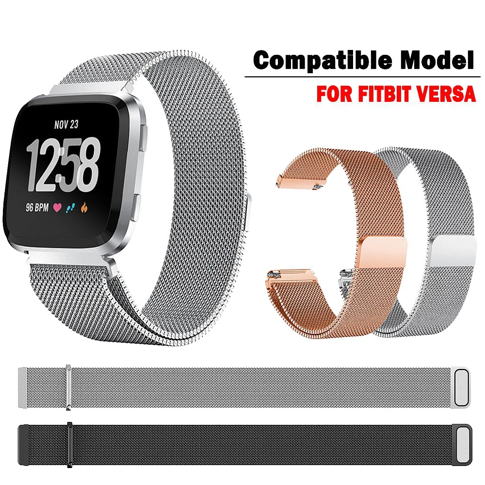 Металлический браслет из нержавеющей стали для Fitbit Versa ремешок на запястье
