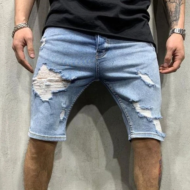 best casual shorts Summer New Men Shorts Fashion Casual Slim Men's Jeans Short High Quality Hole Elastic Denim Shorts casual shorts