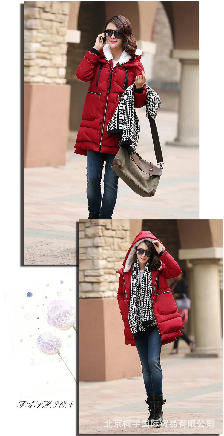 Корейский стиль, модное женское пальто, средней длины, зима, плюс размер, d, женская одежда, размер, стиль, армейская рабочая одежда, пуховик, ватная подкладка