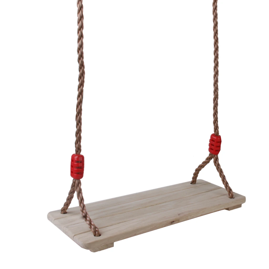 Wooden Swing Seat with Adjustable Rope, Replacement Accessories, Swing Playset for Kids Child Adult Indoor Outdoor Play