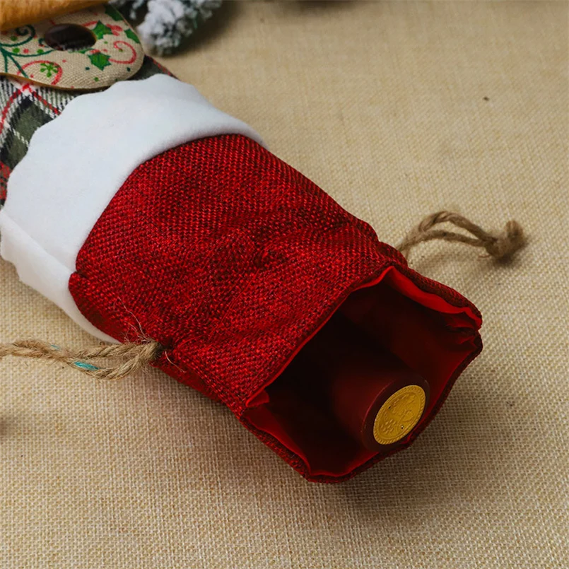 Wine bottle cover christmas new year bottle decor Santa Claus wine bottle bag cover lit holiday cubierta botella navidad 20O30
