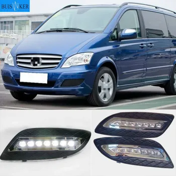 

2Pcs Car LED DRL Fog Lamp Decoration Running Light For Mercedes Benz viano 2011 2012 2013 2014 12V Daytime Car Light