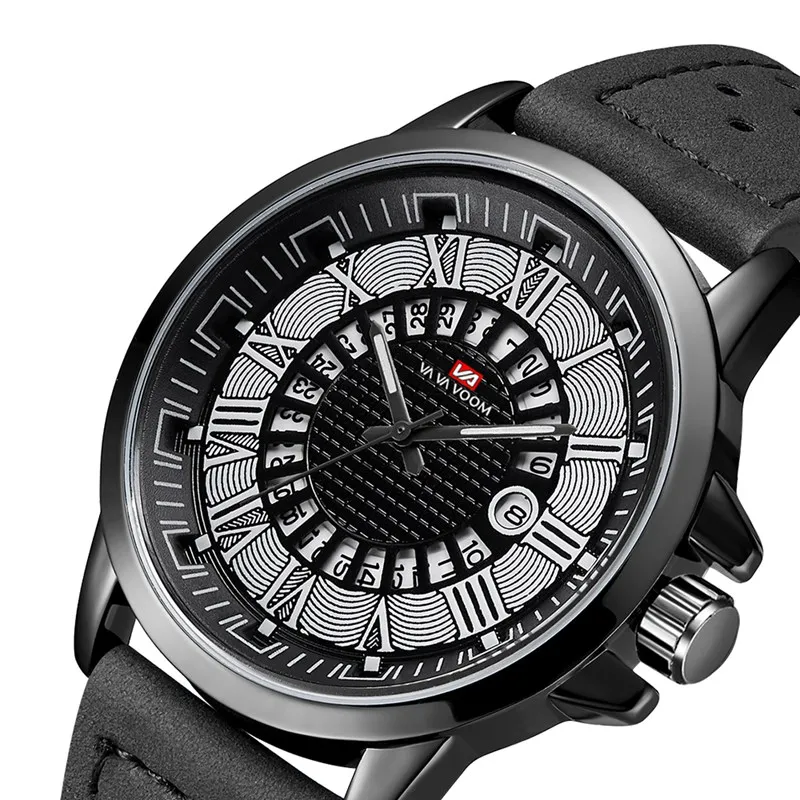 

2020 New Anti-shock Roman Numeral Waterproof Calendar Men's Sports Belt Quartz Watch Source Manufacturers Birthday Gift For Boy