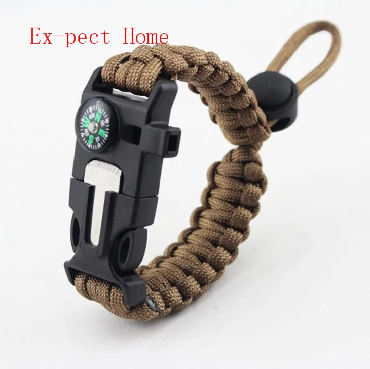 200 шт./лот открытый компас для выживания paracord свисток шестерни пряжка Кемпинг спасательный канат спасательный Браслет - Color: A