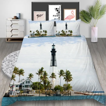 

Thumbedding Lighthouse Bedding Set Natural Scenery King Size Duvet Cover Queen Twin Full Single Double Unique Design Bed Set