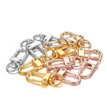 

10pcs/lot 12*33mm Gold Plate Rotating Dog Buckle Zinc Alloy Bag Hook Buckle Key Ring Connectors For DIY Jewelry Making Supplies