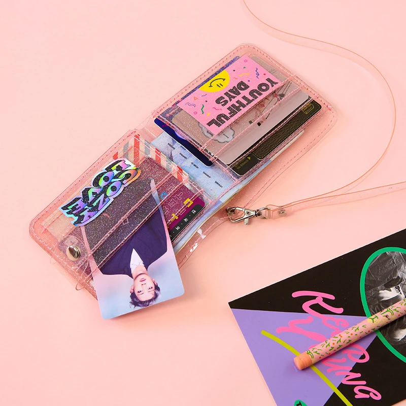 Transprent Jelly Neck Wallet Laser Halter Girls Coin Purse Ins Korea Letter Card Holder Bag Clutch Women Wallets 5