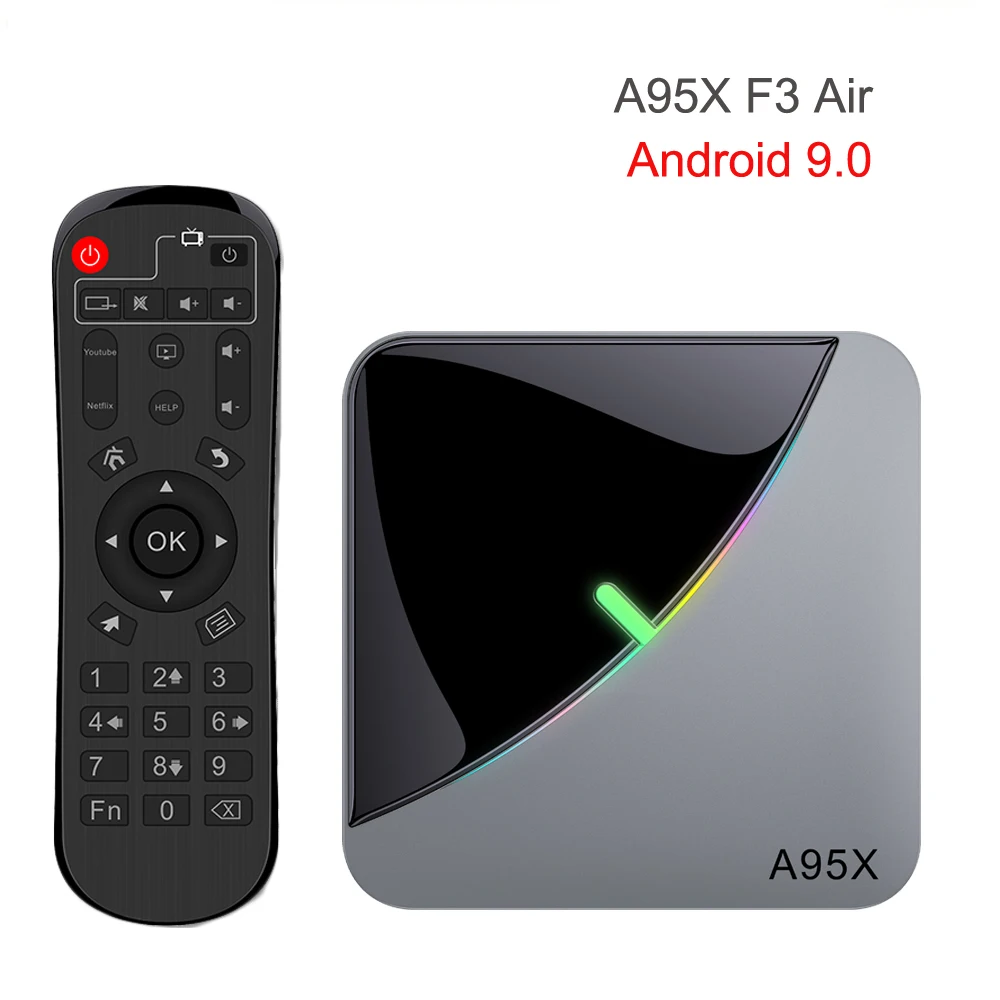 5 шт. A95X F3 Air RGB светильник ТВ приставка Android 9,0 Amlogic S905X3 4 Гб 64 Гб Wifi 4 к 60fps Netflix Youtube Smart tv приставка A95X F3 X3