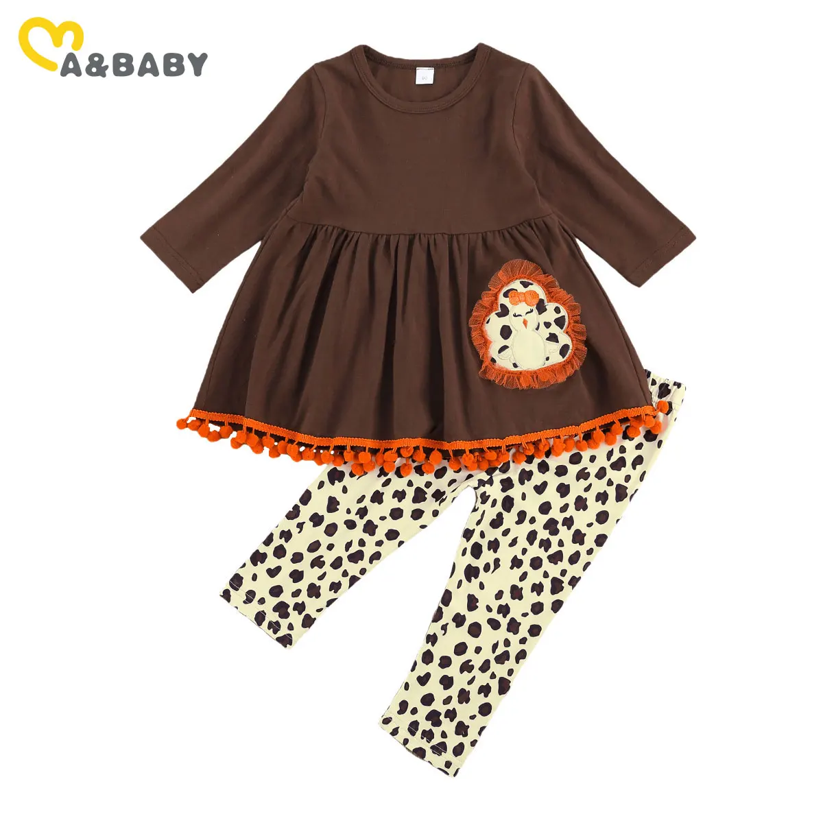 

Ma&Baby 1-6Y Thanksgiving Day Girls Clothes Set Toddler Kid Girl Turkey Tunic Tops Leopard Pants Outfits costumes