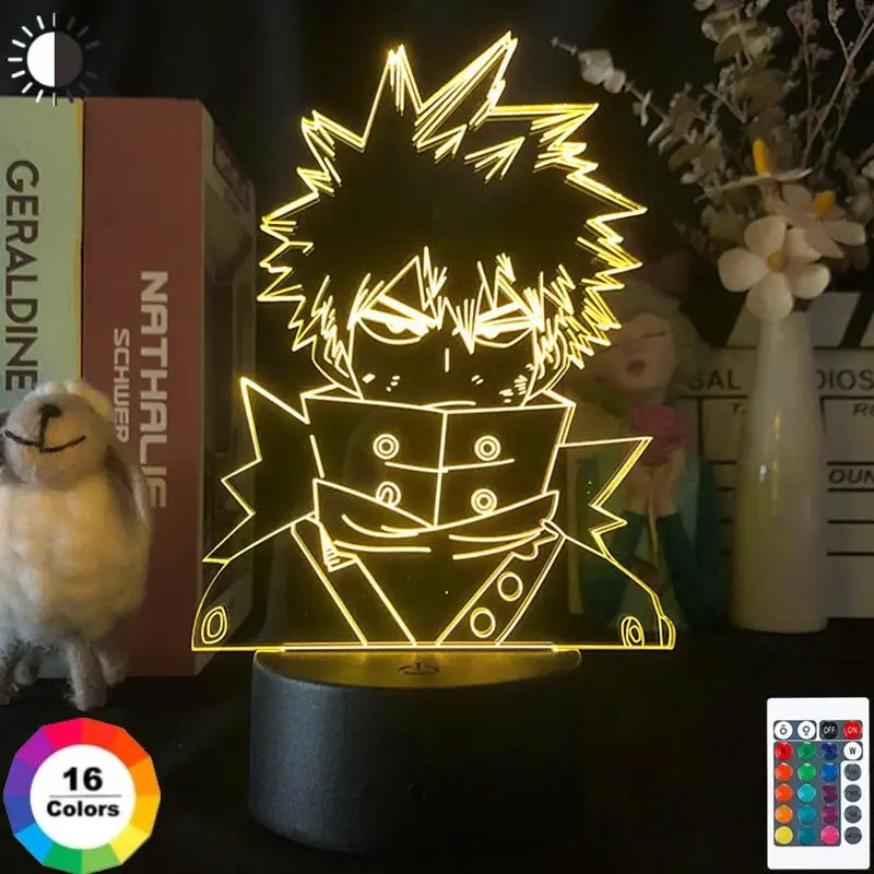 Anime My Hero Academia Bakugou Katsuki Figure 3D Night Lights Cute Room Bedroom Desk Decor Lamp Acrylic Table Child Gift | Лампы и